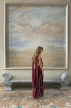 Shawl maxi dress - Rot - Dame - Gina Tricot