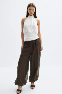 Sheer balloon trousers - Braun - Dame - Gina Tricot
