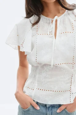 Sheer blouse - Weiß - Dame - Gina Tricot