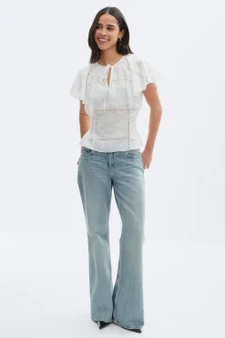 Sheer blouse - Weiß - Dame - Gina Tricot