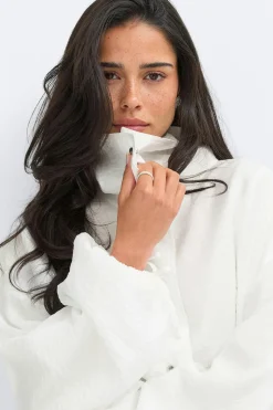 Sheer high neck jacket - Weiß - Dame - Gina Tricot