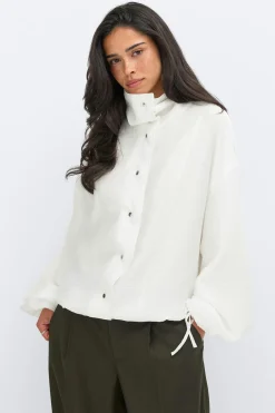 Sheer high neck jacket - Weiß - Dame - Gina Tricot