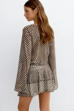 Sheer wide sleeve mini dress - Weiß - Dame - Gina Tricot