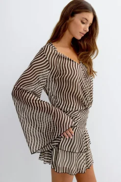Sheer wide sleeve mini dress - Weiß - Dame - Gina Tricot