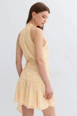 Sheer wrap dress - Gelb - Dame - Gina Tricot