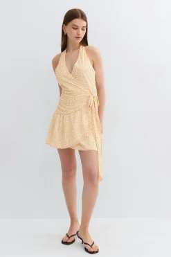 Sheer wrap dress - Gelb - Dame - Gina Tricot