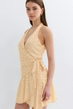 Sheer wrap dress - Gelb - Dame - Gina Tricot