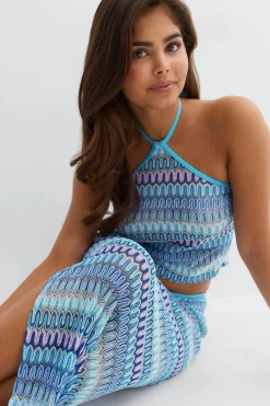 14+ shell halterneck singlet - Blau - Gina Tricot