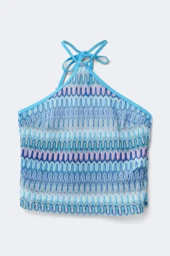 14+ shell halterneck singlet - Blau - Gina Tricot