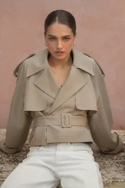 Short belted trench coat - Beige - Dame - Gina Tricot