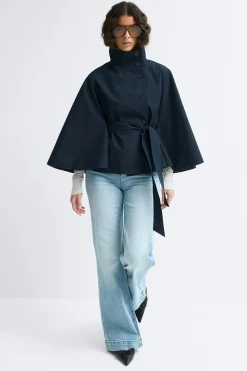 Short cape trench jacket - Blau - Dame - Gina Tricot