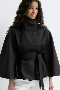 Short cape trench jacket - Schwarz - Dame - Gina Tricot