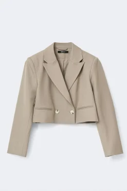 Short double breasted blazer - Beige - Dame - Gina Tricot