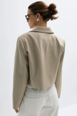 Short double breasted blazer - Beige - Dame - Gina Tricot
