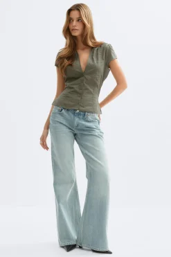 Short sleeve top - Grün - Dame - Gina Tricot