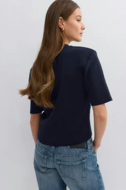 Shoulder pad knitted top - Blau - Dame - Gina Tricot