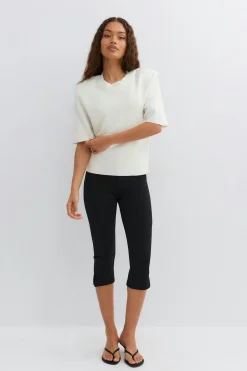 Shoulder pad knitted top - Weiß - Dame - Gina Tricot