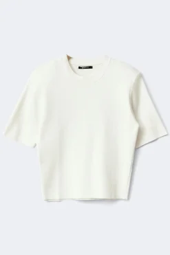 Shoulder pad knitted top - Weiß - Dame - Gina Tricot