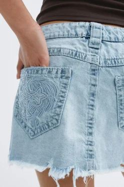 14+ slay low denim skirt - Blau - Gina Tricot