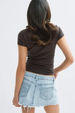 14+ slay low denim skirt - Blau - Gina Tricot
