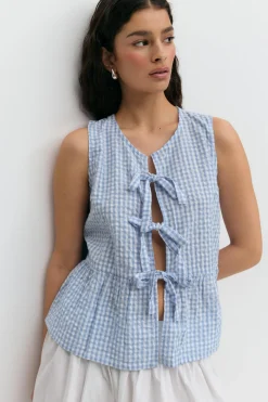 Sleeveless blouse - Blau - Dame - Gina Tricot