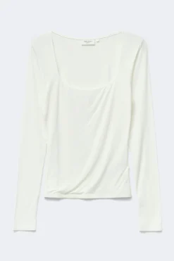 Slim fit scoop neck top - Weiß - Dame - Gina Tricot