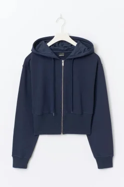 Slim fit zip hoodie - Blau - Dame - Gina Tricot