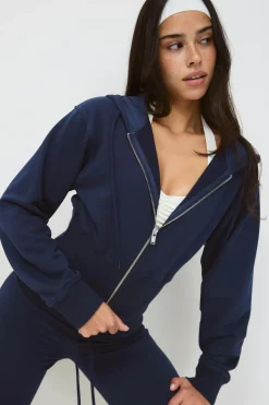Slim fit zip hoodie - Blau - Dame - Gina Tricot