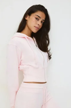 Slim fit zip hoodie - Rosa - Dame - Gina Tricot