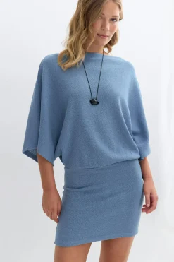 Slouchy boatneck dress - Blau - Dame - Gina Tricot