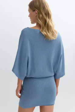 Slouchy boatneck dress - Blau - Dame - Gina Tricot