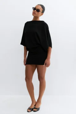 Slouchy boatneck dress - Schwarz - Dame - Gina Tricot
