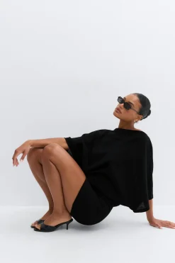 Slouchy boatneck dress - Schwarz - Dame - Gina Tricot