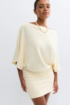Slouchy boatneck dress - Weiß - Dame - Gina Tricot