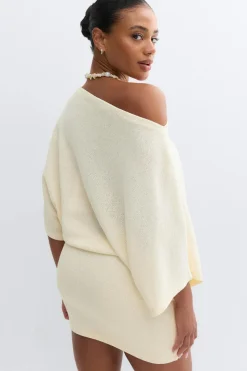 Slouchy boatneck dress - Weiß - Dame - Gina Tricot