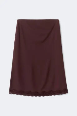 90s midi lace detail skirt - Braun - Dame - Gina Tricot