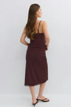 90s midi lace detail skirt - Braun - Dame - Gina Tricot