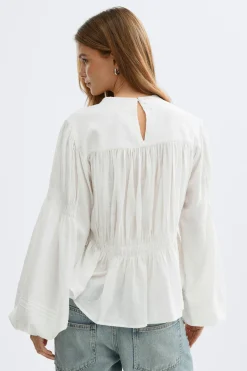 Smock blouse - Weiß - Dame - Gina Tricot