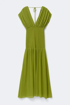 Smock maxi dress - Grün - Dame - Gina Tricot
