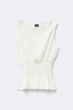 Smock top - Weiß - Dame - Gina Tricot
