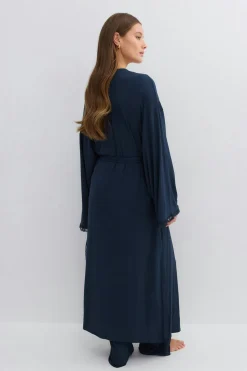 Soft lace loungewear robe - Blau - Dame - Gina Tricot
