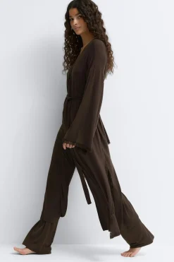 Soft lace loungewear robe - Braun - Dame - Gina Tricot