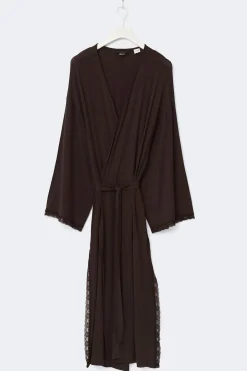 Soft lace loungewear robe - Braun - Dame - Gina Tricot