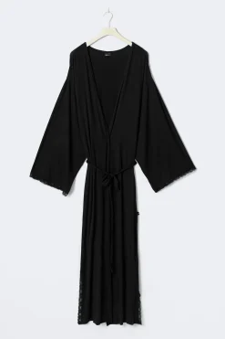 Soft lace loungewear robe - Schwarz - Dame - Gina Tricot