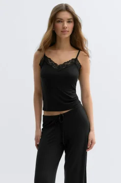 Soft lace loungewear singlet - Schwarz - Dame - Gina Tricot