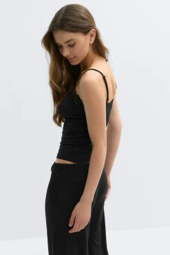 Soft lace loungewear singlet - Schwarz - Dame - Gina Tricot