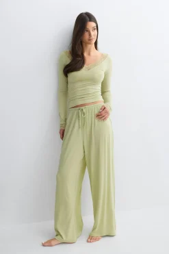 Soft lace loungewear top - Grün - Dame - Gina Tricot