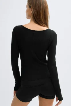 Soft layering yoga top - Schwarz - Dame - Gina Tricot