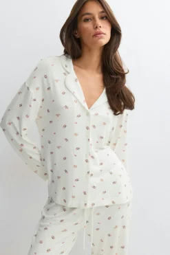 Soft pyjamas shirt - Weiß - Dame - Gina Tricot