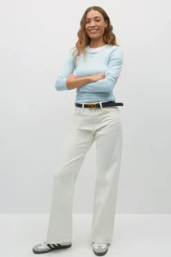 Soft touch crew neck top - Blau - Dame - Gina Tricot